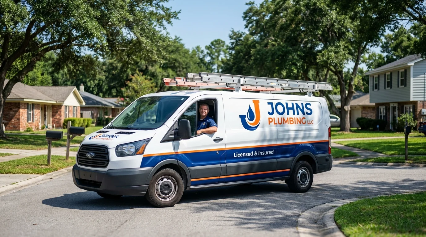 Johns Plumbing LLC service van in Missouri Valley, IA