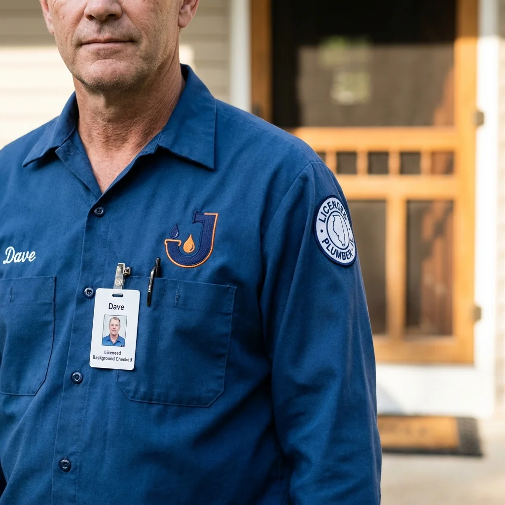 Licensed plumber showing ID badge in Missouri Valley, IA