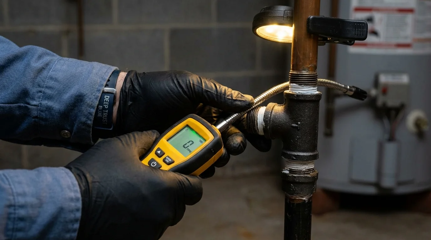 Gas leak detection with electronic sniffer by Johns Plumbing LLC in Missouri Valley