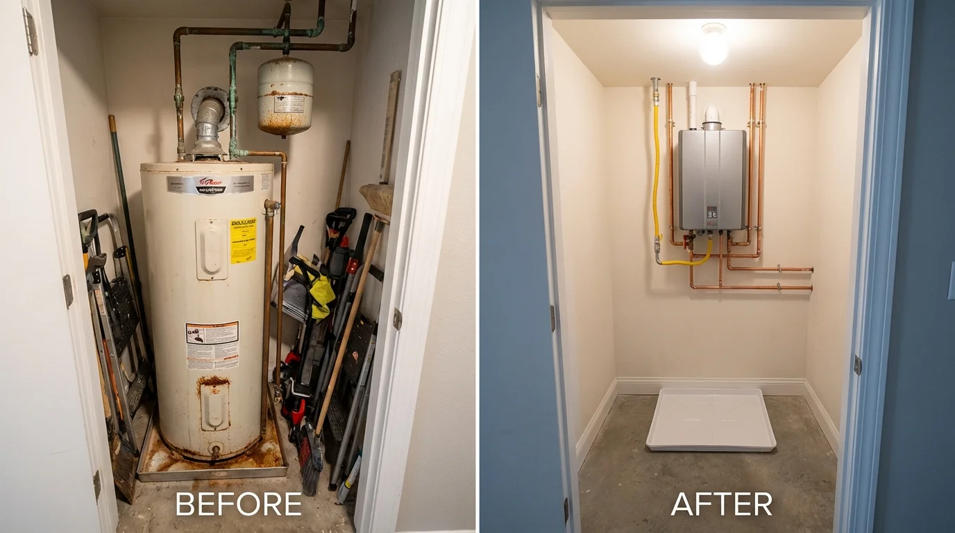 Tank water heater versus wall-mounted tankless unit comparison for Missouri Valley, IA homeowners