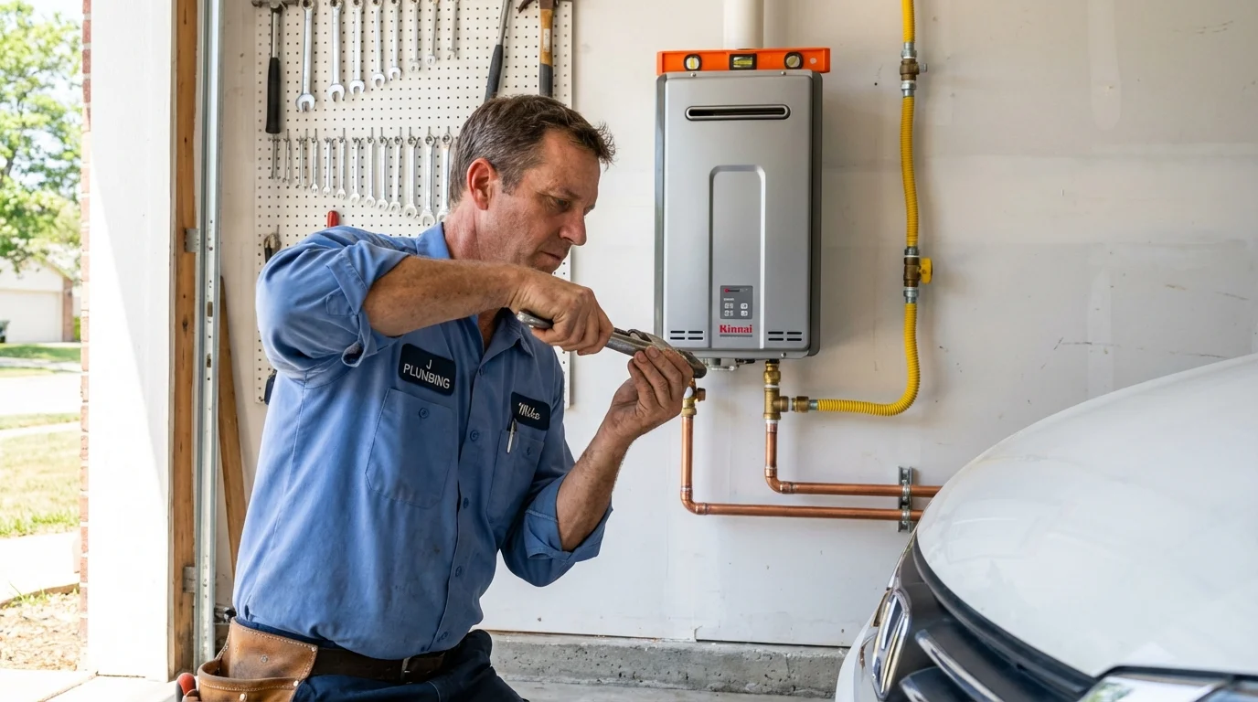 Tankless water heater installation by a Johns Plumbing LLC plumber in Missouri Valley